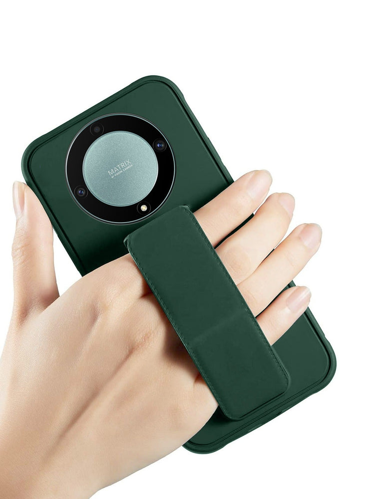 Hand Grip And Multi Stand Magnetic Car Mount Kickstand Finger Strap Case Cover For Honor X9b 5G 2023 Dark Green