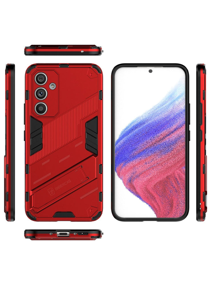 Samsung Galaxy A54 Mobile Case Cover with Hybrid Heavy Duty Protection Shockproof Back Cover with Anti-Fingerprint Anti-Scratch Protector with Defender Kickstand Free Hand Watching TV