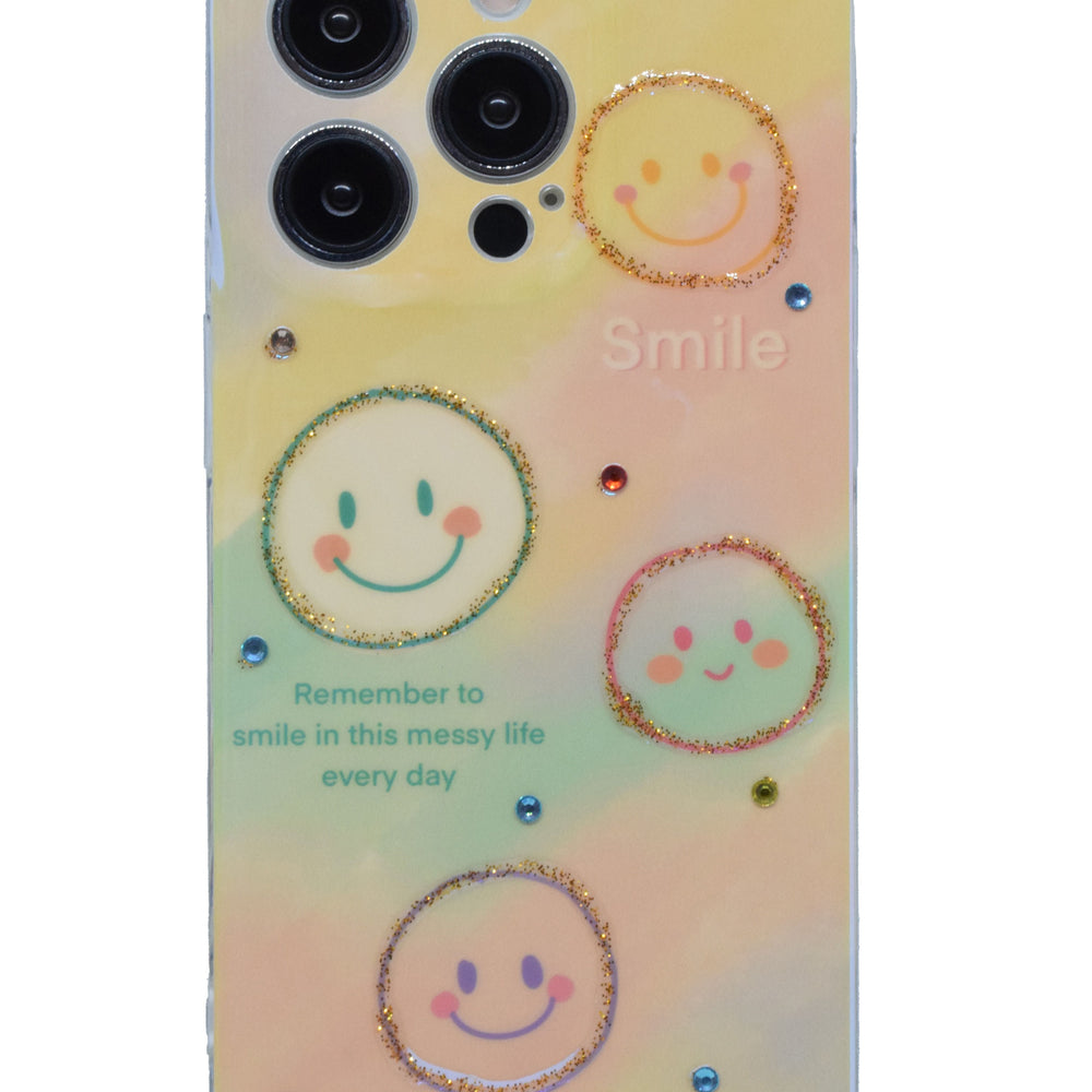 iPhone 14 Pro Max Cover 6.7 inch with Fashion Luxury Glossy Rhinestones Beautiful Oil Painting Soft Phone Case Silicone Shockproof Casing Protection Back Cover