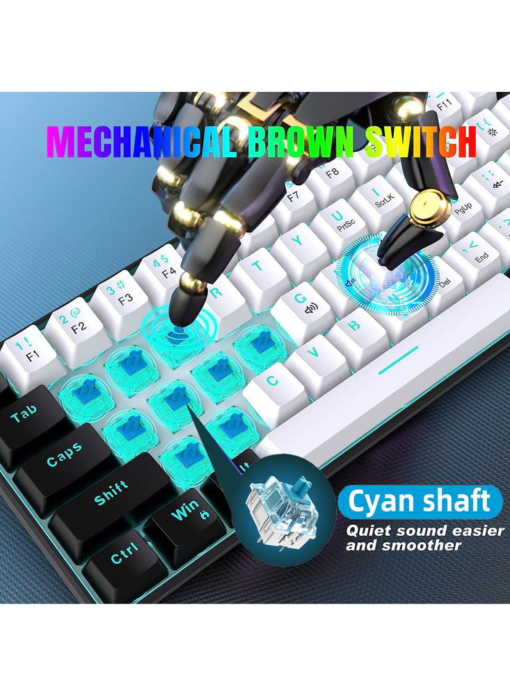 61 keys Wired 60% Mechanical Gaming Keyboard Blue Switch Full Anti-ghosting Portable Mini Keyboard for Windows Laptop PC Mac