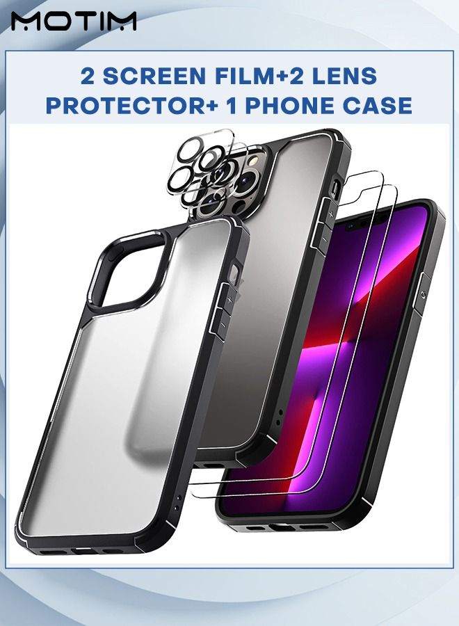 5 in 1 Phone Case Compatible for iPhone 14/14 Plus Military-Grade Drop Protection Shockproof Slim Phone Case +2 Front Film +2 Screen Film