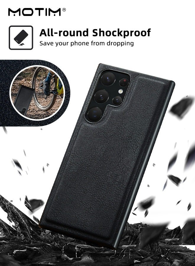 Samsung Galaxy S23 Ultra Case 6.8 Inch Premium Flip Leather Military Grade Protection Anti Drop Phone Case with Wallet Shockproof Protective Kickstand Case Cover for S23 Ultra