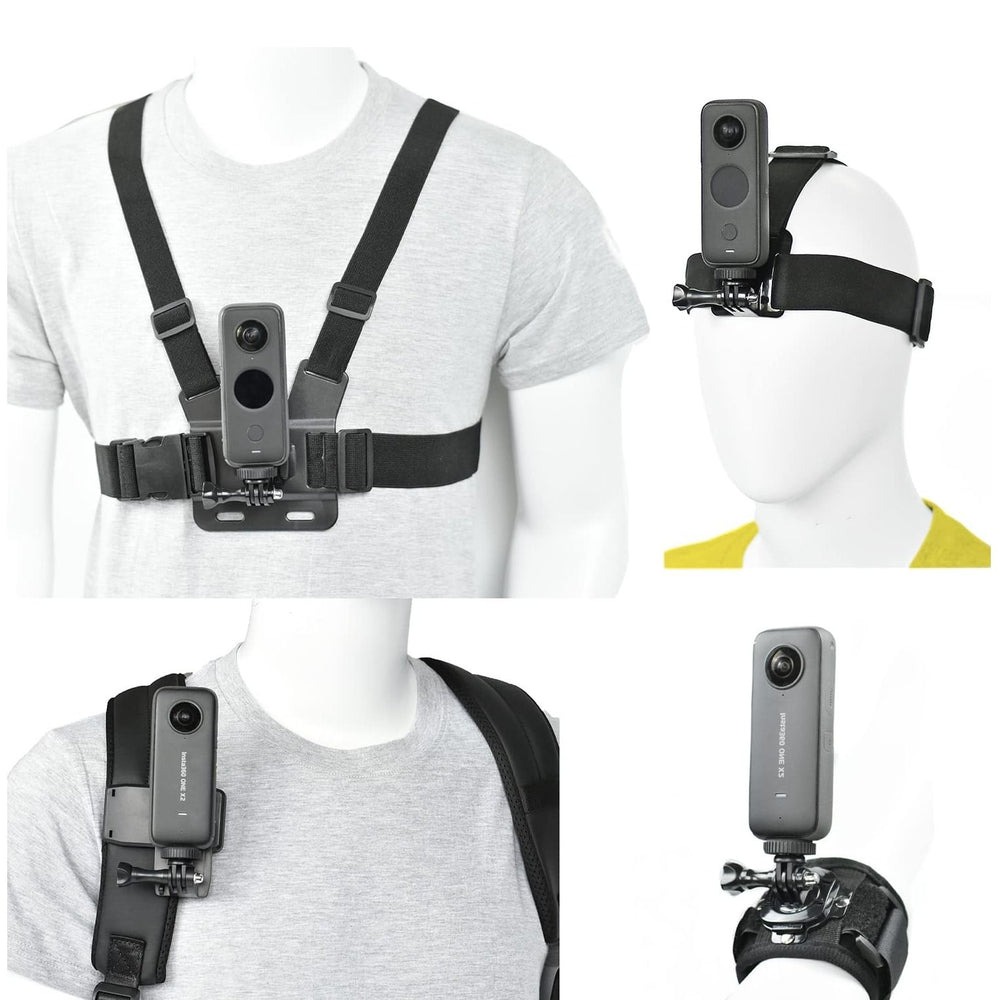 Camera Accessory Kit Chest Mount Wrist Strap Backpack Clip Mount for Insta360 One X3/One X2/Insta360 One RS/Go2 Compatible with GoPro Hero 11/Hero 9/ Hero 8/Hero 7