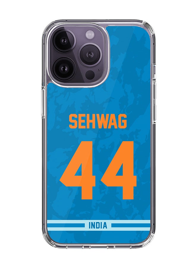 Classic Clear Case for iPhone 14 Pro , Hybrid Soft Case Transparent Cover - Player Name - Virender Sehwag, Jersey Number- 44