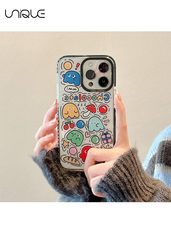 Compatible iPhone 15Pro Max Case, Retro Aesthetic Collage Vintage Chic Vibe Hippie Indie Groovy Stickers Graphic for Girls Women Soft Silica Gel Slim Shockproof Protective Case