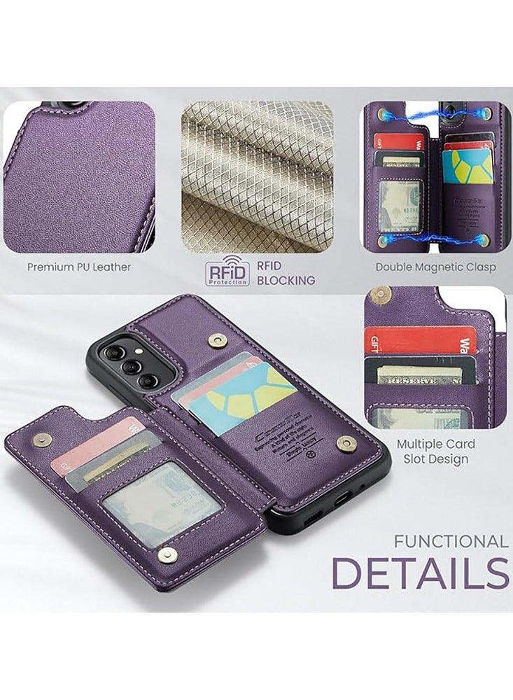 Samsung Galaxy A54 5G Wallet Case [RFID Blocking] PU Leather Case with Magnetic Flip Card Holder Kickstand Slim Shockproof Durable  Samsung Galaxy A54 cover - Purple