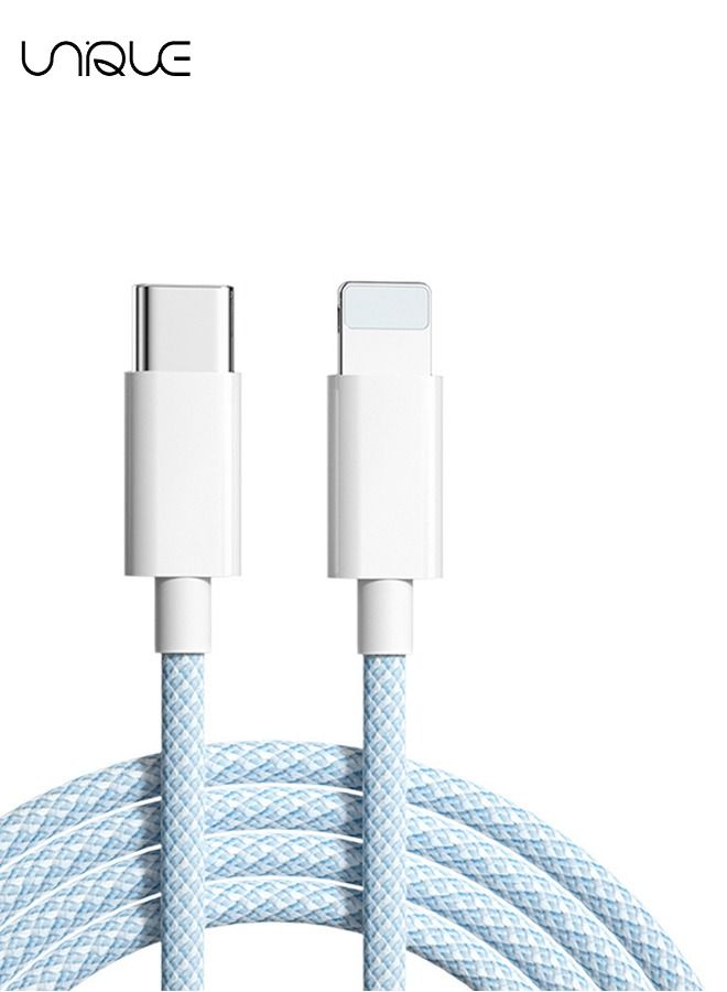 Dynamic Series Fast Charging Data Cable Type-C To iPhone Power Delivery 20W 2.4A Charger Cord Compatible with 14/13/12/11/XS Max/XS/XR/8/7/6S/6/5, iPad And More,2m, Blue