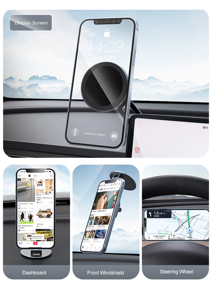 Magnetic Car Phone Holder for Tesla Model Y 3 - Compatible with MagSafe iPhone 15 14 13 12 Pro Plus Max Mini, Tesla Dashboard Mount, Car Accessories