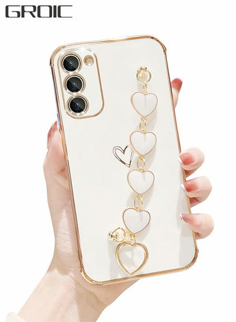 Phone Case For Samsung Galaxy S23 Plus 6.6 Inch, Love Wrist Bracelet Cute Girl Phone Cover Soft Cushioning Silicone Shockproof Band Phone Shell For Galaxy S23+ 6.6 Inch White