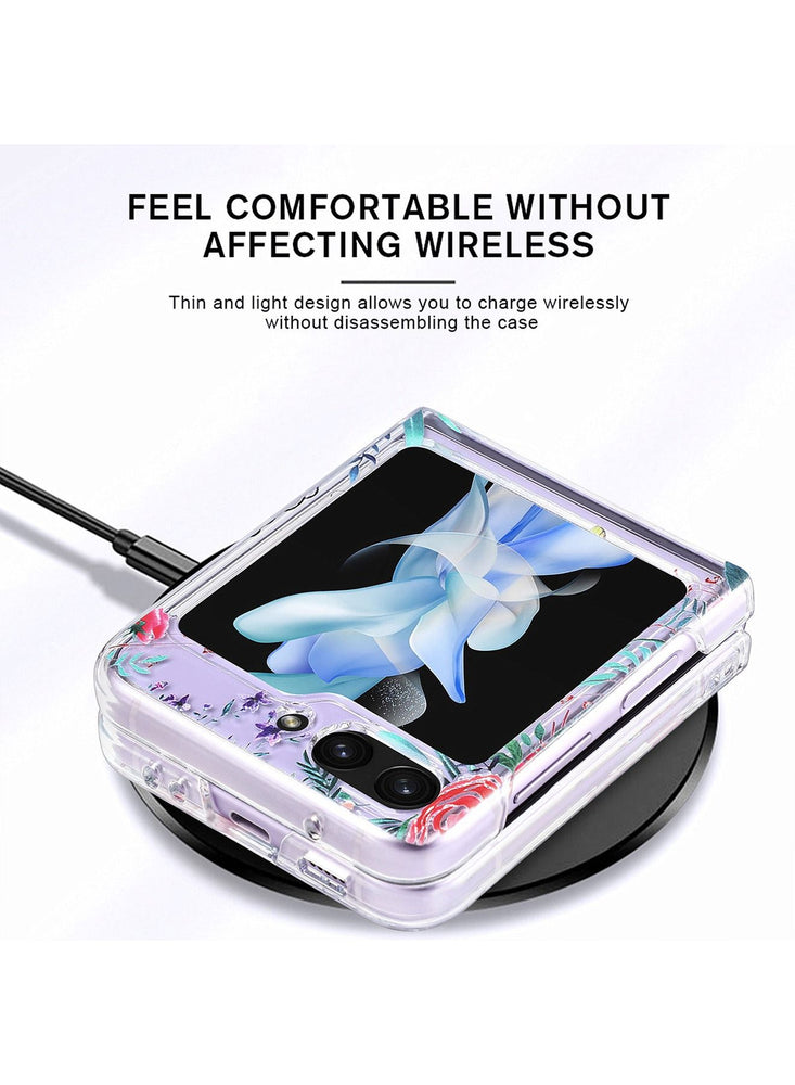 Case for  Samsung Galaxy Z Flip 5 Case with Butterfly, Fashion Women Girls Clear Hard PC Scratch-Resistant Protective Case