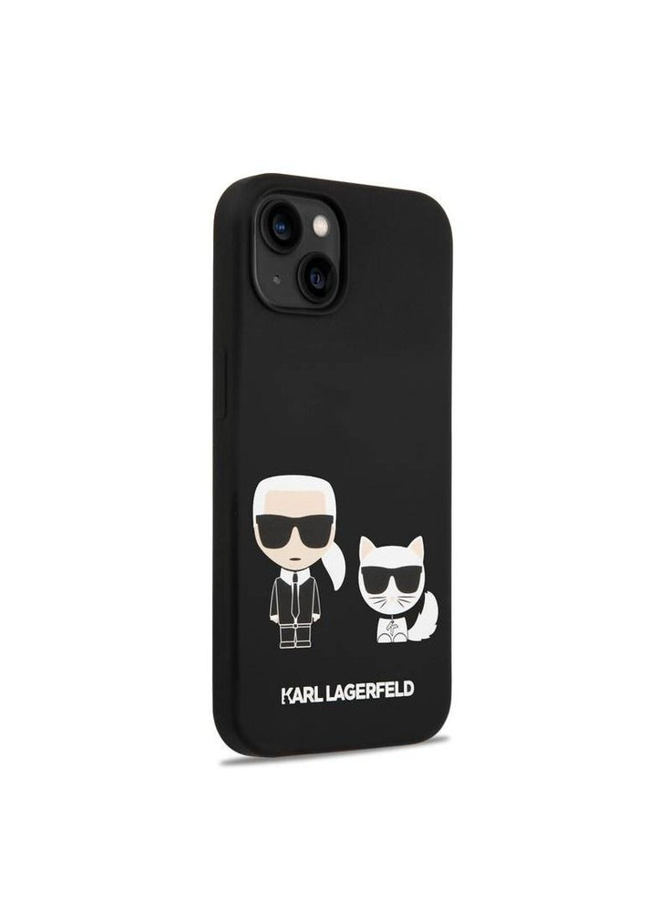 Liquid Silicone, Lightweight, Smooth Grip, Anti Scratch, Resistant to Damage, Karl Choupette Case for iPhone 14 6.1 Inches  - Black