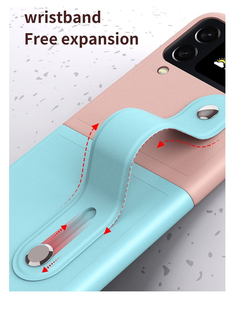 Case for Samsung Galaxy Z Flip 4 (Z Flip4 5G) Ultra Thin Premium PC Matte Finish Anti-Scratch Cover Silky Touch Feeling Phone Case with Retractable Stand Strap (Pink/blue)