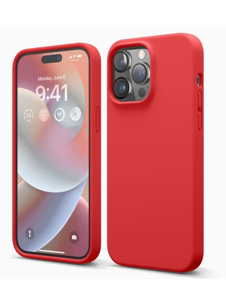 Silicone Case for iPhone 14 Pro Max 6.7-Inch Silky-Soft Touch Full-Body Protective Phone Case, Shockproof Cover with Microfiber Lining (Red)