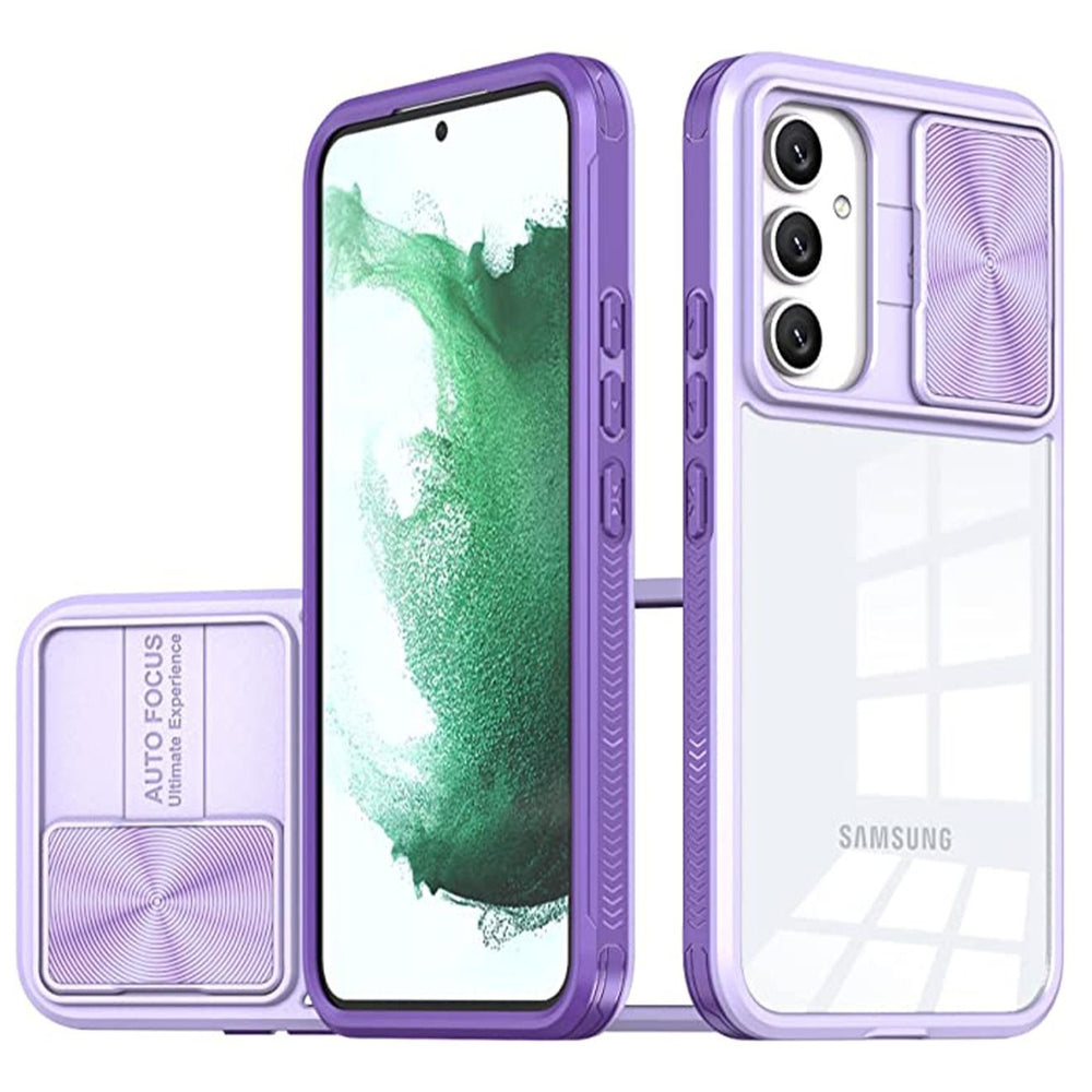 Samsung Galaxy A54 5G Case with Camera Cover,TPU Protective Hard Back&Soft Bumper, Shockproof Upgraded,Full Body Clear Phone Cover for Galaxy A54 5G (Galaxy A54, Purple)