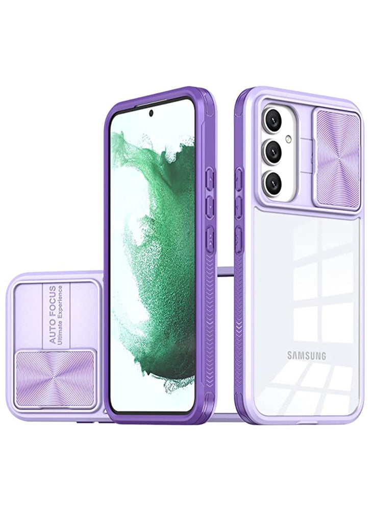 Samsung Galaxy A54 5G Case with Camera Cover,TPU Protective Hard Back&Soft Bumper, Shockproof Upgraded,Full Body Clear Phone Cover for Galaxy A54 5G (Galaxy A54, Purple)