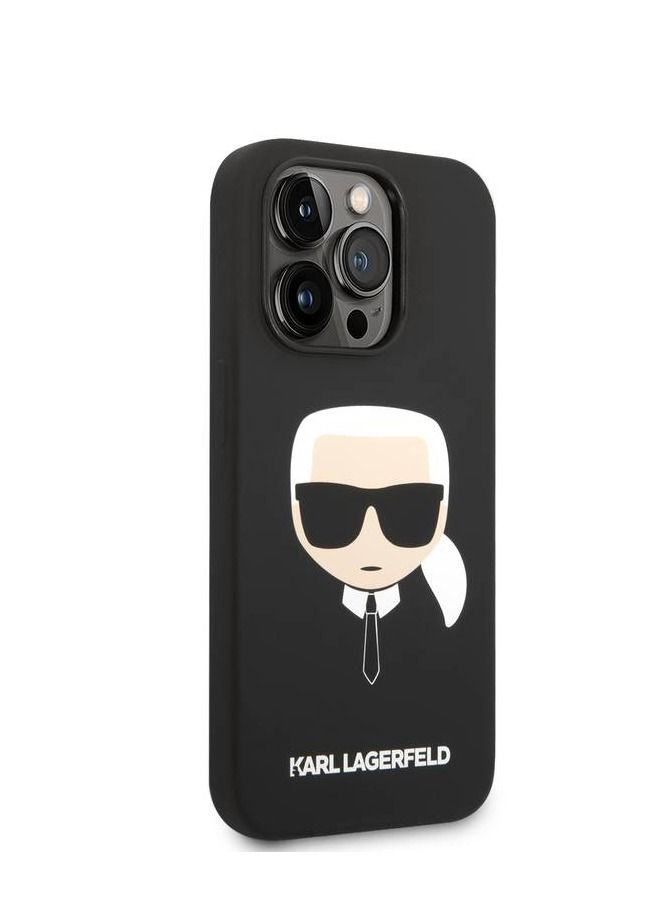 Silicone Case with Karl Head Logo Compatible With iPhone 14 Pro - Black