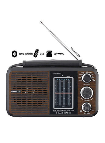 Rechargeable Radio With USB OMR1239BT Brown/Black