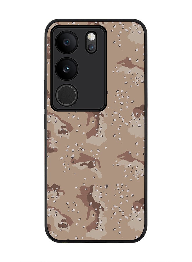 Rugged Black Edge case for Vivo V29 / Vivo V29 Pro / Vivo S17, Slim fit Soft Flexible Rubber Edges Anti Drop Cover - Desert Storm Camo