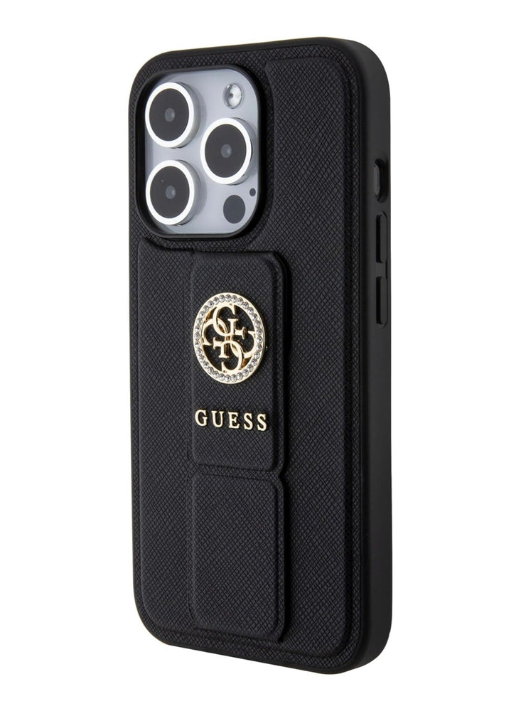 Guess Gripstand SAFFIANO Case For iPhone 15 Pro (Black)