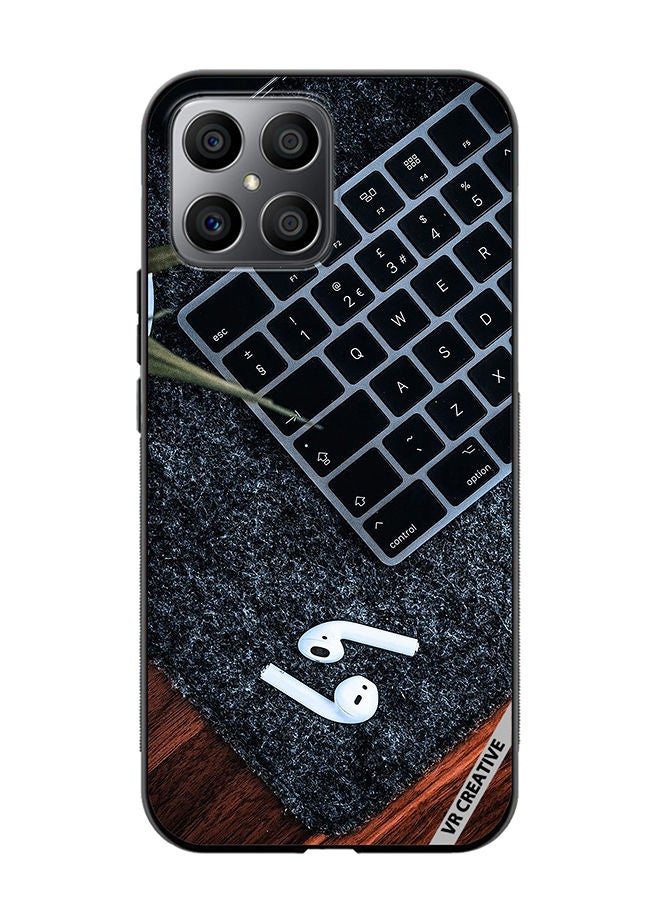 Protective Case Cover For Honor X8 Earphone With Keyboard Design Multicolour