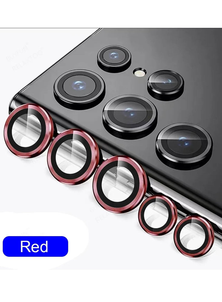 Camera Lens Protector, For Samsung Galaxy S23 Ultra Scratch-Resistant Tempered Glass with Alloy Edge Camera Cover Screen Protector Decoration Accessories for S23 Ultra 5G 2023 - Red