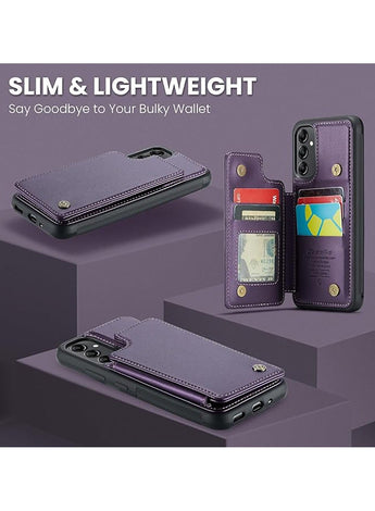 Samsung Galaxy A54 5G Wallet Case [RFID Blocking] PU Leather Case with Magnetic Flip Card Holder Kickstand Slim Shockproof Durable  Samsung Galaxy A54 cover - Purple