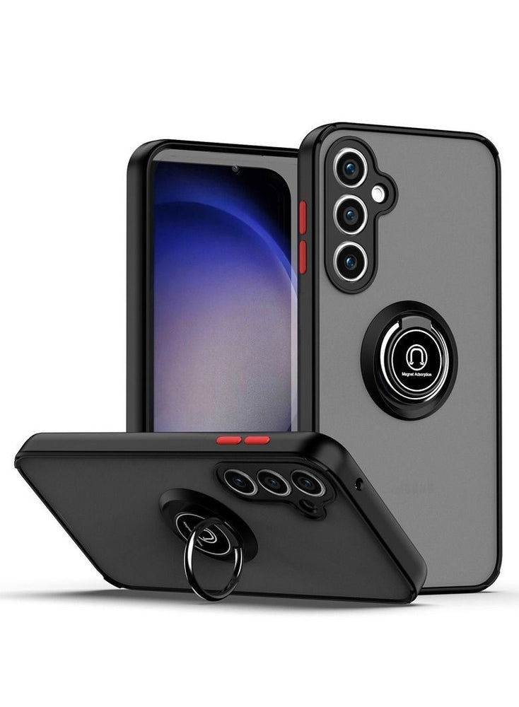 Case for Samsung Galaxy M34 5G Rotational Metal Ring Kickstand Cover Shockproof Bumper Matte Finish Hard Back Case Magnetic Car Mount Cover for Samsung Galaxy M34