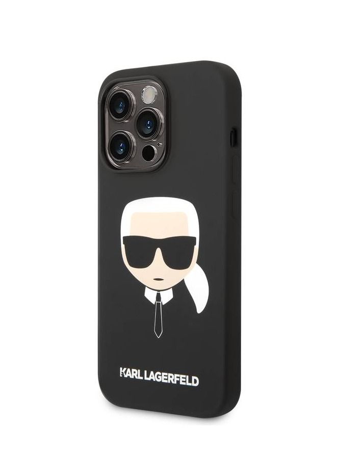 Silicone Case with Karl Head Logo Compatible With iPhone 14 Pro - Black