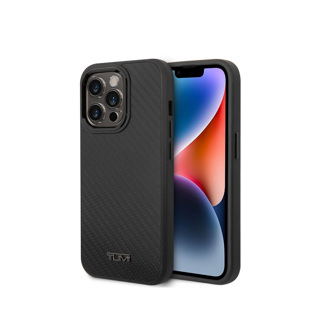 Tumi Genuine Aluminum Carbon Fiber Hard Case, Protection Against Scratch & Damage, Easy Snap-On, Lifted Camera Ring, Accurate Cutouts, Premium Quality, For iPhone 14 Pro - Black