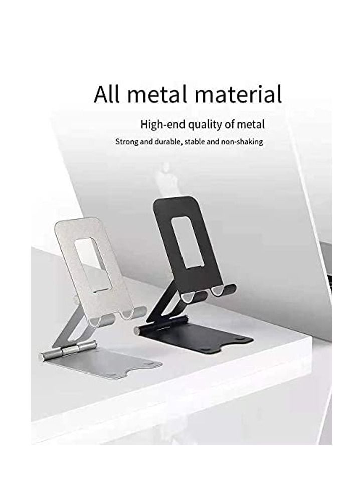 TyCom Cell Phone Stand, Adjustable Phone Stand for Desk, Foldable Tablet Stand Holder for iPhone 12 Pro Max / 12 Mini / 11 SE X XS Samsung Galaxy S20+ S20 S10+ S10 iPad Pro/Air/Mini (Matel Double)