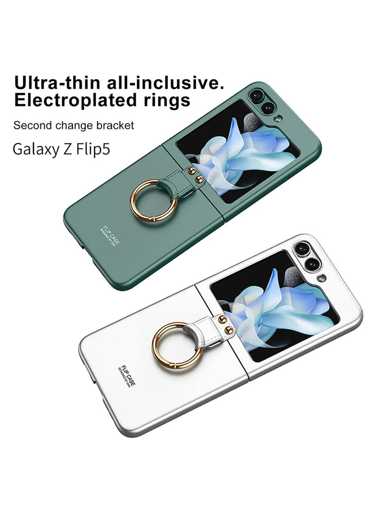 Case/Cover for Samsung Galaxy Z Flip 5 Matte Polycarbonate with Stand Ring - Silver Colour