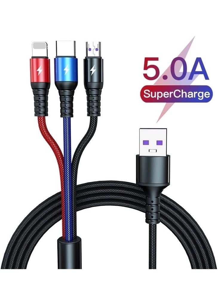 3 in 1 Super Fast Charging USB Cable Compatible with Most Smartphones Tablets