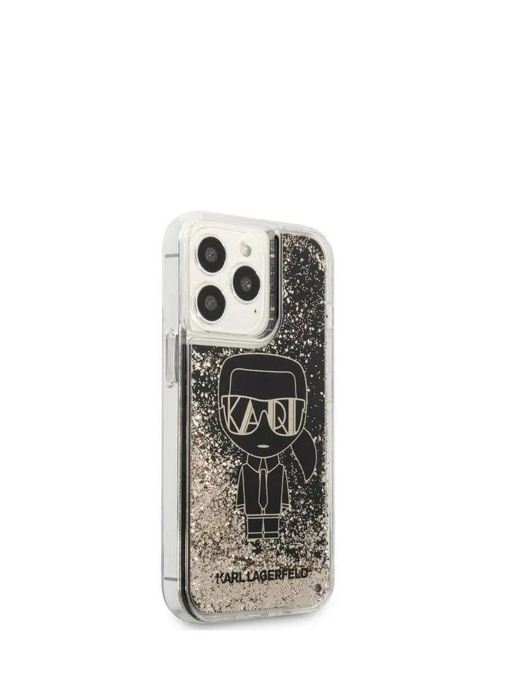 Karl Lagerfeld Liquid Glitter Case Gatsby Ikonik For iPhone 14 Pro Max - Black/Gold