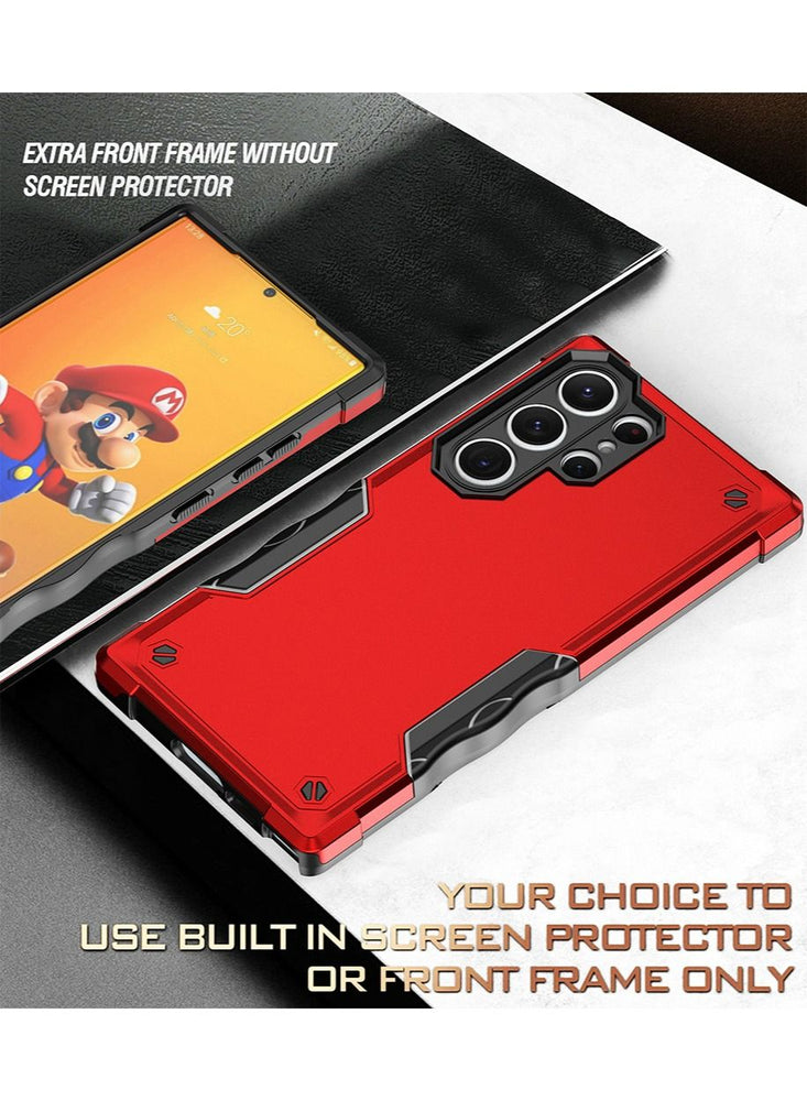 Compatible with Samsung Galaxy S23 Ultra Anti Scratch Protective Shell Device Case Military Grade Shockproof Heavy Duty Protective Phone Case Non Slip Soft Back Cover Protector Red