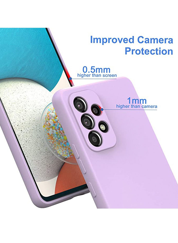 Samsung Galaxy A53 Silicone Case 5G Liquid Gel Rubber Case with Soft Microfiber Lining Cushion Slim Hard Shell Shockproof Protective Smooth Touch Back Cover，Purple