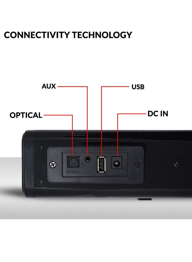 2.0CH SoundBar 30w Power Dual Drivers, Bt V5.0, Optical in, Aux, USB Input, Remote Control with Optical Connectivity