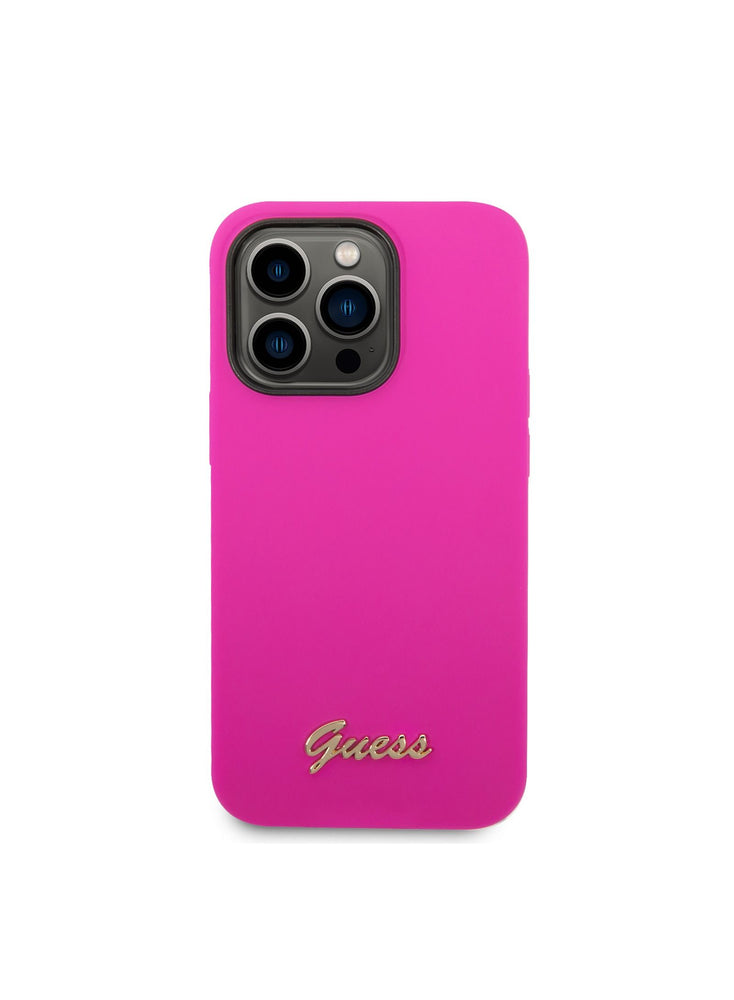 iPhone 14 Pro Silicone Case, Camera Script Logo, Extra Protective, Ultra Damage Proof, Scratch Proof, Dust Proof, Slim and Classic Cover Compatible With iPhone 14 Pro 6.1 Inches - Fuschia