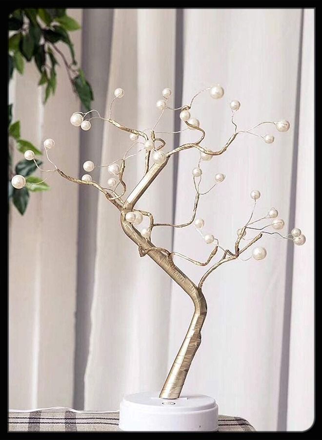 Night Light Table Lamp Upgraded Copper Wire Bonsai Tree Branch USB & Battery Powered 36 Warm White LED For Home Decoration Wedding Sign Children's Room Christmas Bedroom Decor