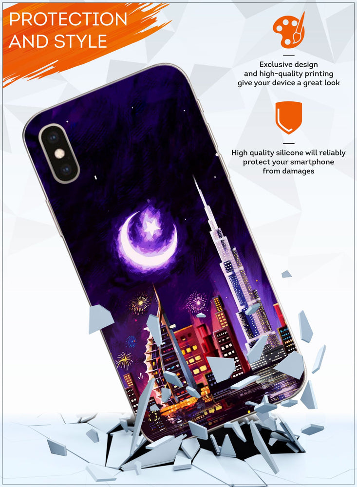 for iPhone X/XS Case, Shockproof Protective Phone Case Cover for iPhone X/XS, with Dubai in the moonlight Pattern