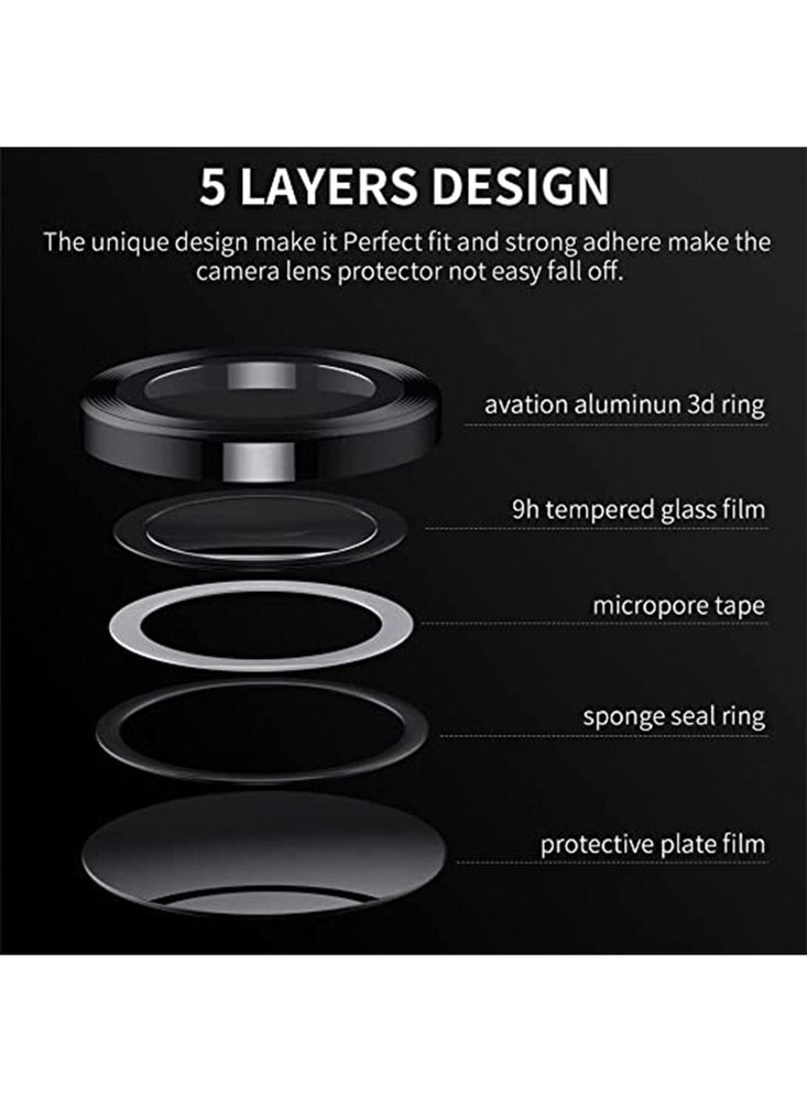 Samsung Galaxy A54 Camera Lens Protector, Individual Tempered Glass Camera Screen Protector Metal Ring Lens Cover for Galaxy A54 Accessories, 1 Set (Black)