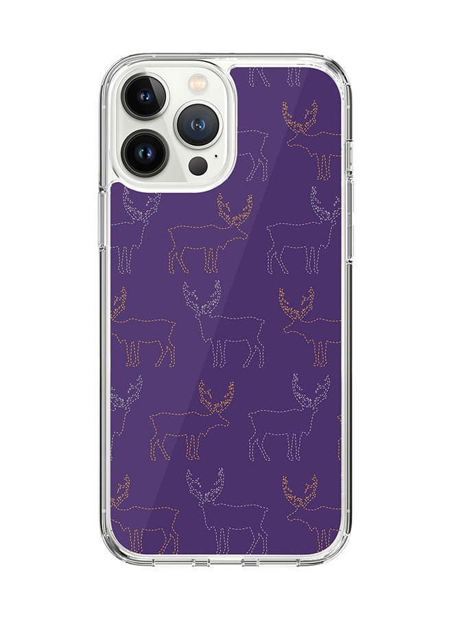 Classic Clear Case for Apple iPhone 15 Pro Max Hybrid Soft Case Flexible Edges Anti Drop TPU PC Gel Thin Transparent Cover - Purple Moose Full Print