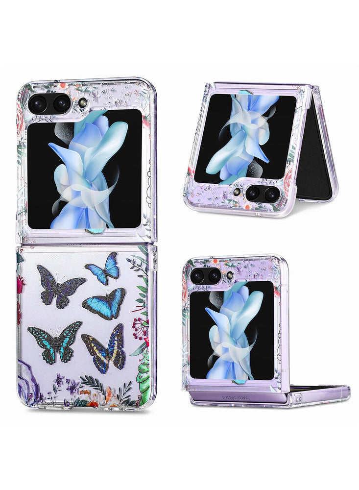 Case for  Samsung Galaxy Z Flip 5 Case with Butterfly, Fashion Women Girls Clear Hard PC Scratch-Resistant Protective Case