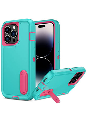 iPhone 14 Pro Max Case[3 in 1 Extreme Protective] Heavy Duty Shockproof Anti-dust Port Cover Non-Slip Multi Layers Bumper Dropproof Kickstand Phone Case for iPhone 14 Pro Max(Mint)