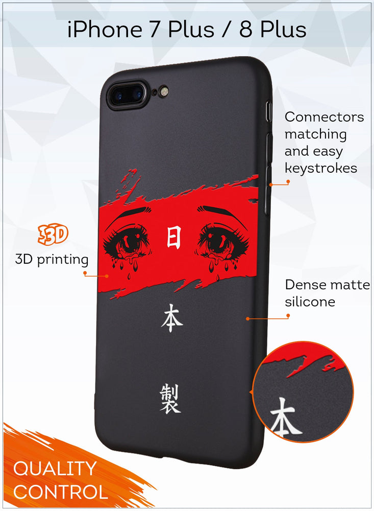 for iPhone 7 Plus/8 Plus Case, Shockproof Protective Phone Case Cover for iPhone 7 Plus/8 Plus, with red-white anime eyes Pattern