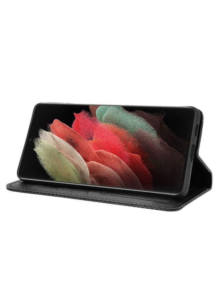 Suitable for Samsung Galaxy S21 ultra mobile phone case, mobile phone leather case, magnetic suction flip card