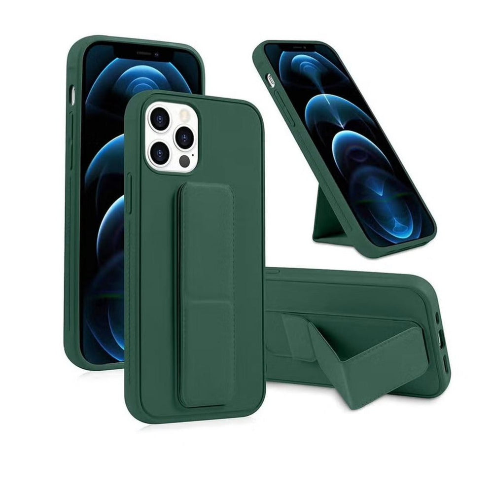 Protective Cover with Back Strap Grip Stand for iPhone 15 Pro Green