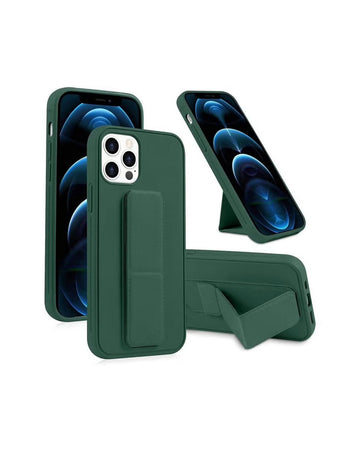 Protective Cover with Back Strap Grip Stand for iPhone 15 Pro Green