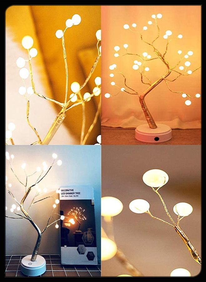 Night Light Table Lamp Upgraded Copper Wire Bonsai Tree Branch USB & Battery Powered 36 Warm White LED For Home Decoration Wedding Sign Children's Room Christmas Bedroom Decor