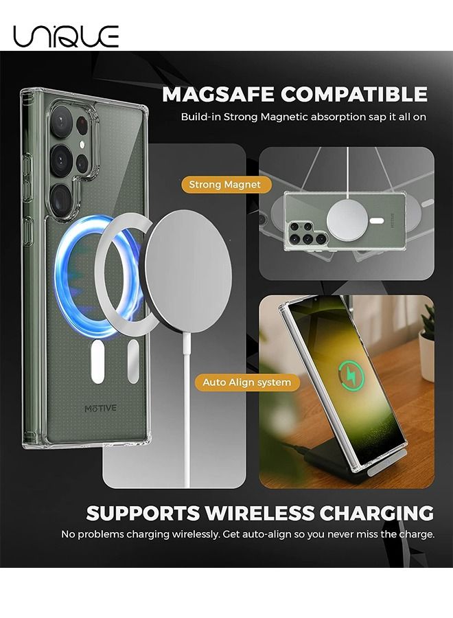 Case Cover Clear for Samsung Galaxy S23 Ultra with Support Magsafe Charger Charging Thin Shockproof and Transparent Non-yellow Case