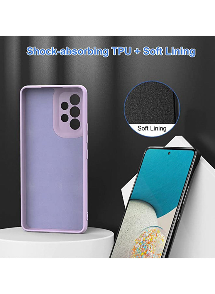 Samsung Galaxy A53 Silicone Case 5G Liquid Gel Rubber Case with Soft Microfiber Lining Cushion Slim Hard Shell Shockproof Protective Smooth Touch Back Cover，Purple